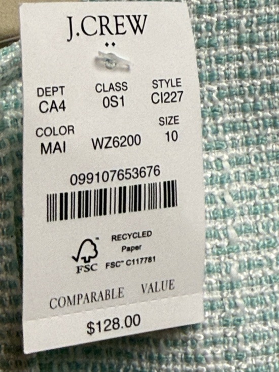 J, Crew Green Tweed Dress Classic Spring Button Front Dress Sz 10 NWT - Picture 4 of 10